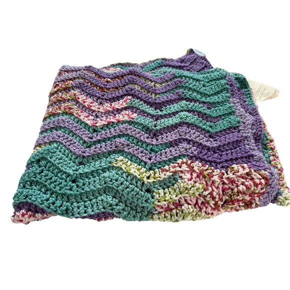 Binky Patrol North Texas Chapter Handmade Crochet Blanket Chevron Pattern 46x48" - Picture 1 of 6